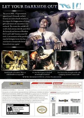 Resident Evil - The Darkside Chronicles box cover back